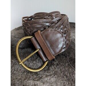 Tarnish Leather Wide Woven Statement Belt Brown Western Cowgirl Boho Rodeo Women